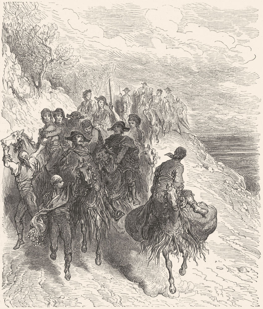 SPAIN. Students travelling with Muleteers 1881 old antique print picture